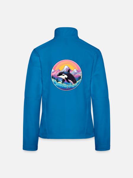 Orca Aquarell Karikatur Kawaii Haustier Tier Bunt - Frauen Softshelljacke - Lichtblau