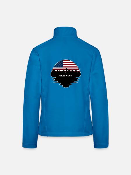 New York New York USA Flagge Skyline Silhouette Trav - Frauen Softshelljacke - Lichtblau - Hinten