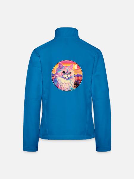 Colorpoint Persische Katze Aquarell Karikatur Kawaii - Frauen Softshelljacke - Lichtblau - Hinten