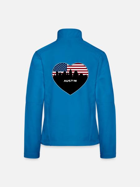 Austin Texas USA Flagge Skyline Reise Souvenir - Frauen Softshelljacke - Lichtblau - Hinten