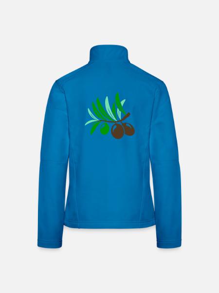 Olive 3 Zweig Blatt Olivenöl Öl Mittelmeer Salat - Frauen Softshelljacke - Lichtblau - Hinten
