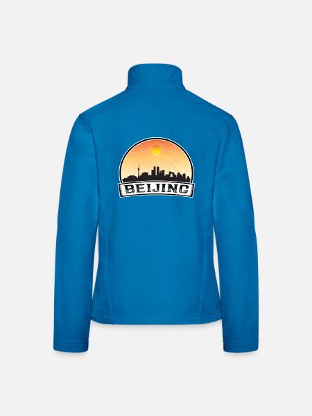 Peking China Skyline Vintage Sonnenuntergang Reise Souven - Frauen Softshelljacke - Lichtblau - Hinten