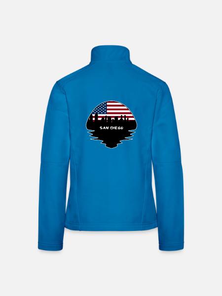 San Diego Kalifornien USA Flagge Skyline Silhouette T - Frauen Softshelljacke - Lichtblau - Hinten