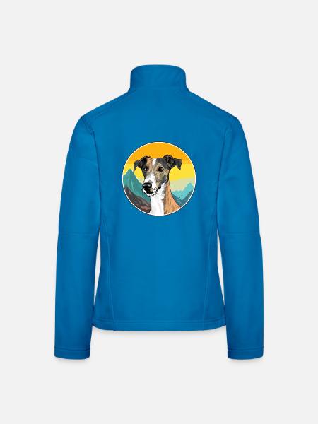 Lurcher Hunderasse Karikatur Kawaii Aquarell - Frauen Softshelljacke - Lichtblau - Hinten
