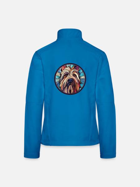 Skye Terrier Hunderasse Aquarell Illustration - Frauen Softshelljacke - Lichtblau - Hinten