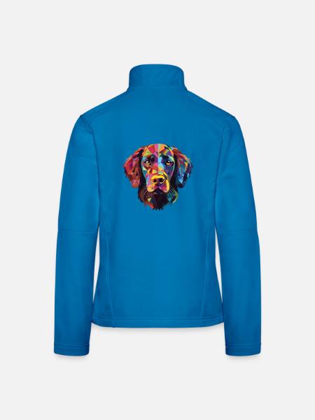 Lockig beschichtetes Retriever-Hunderassen-Aquarellglas - Frauen Softshelljacke - Lichtblau - Hinten