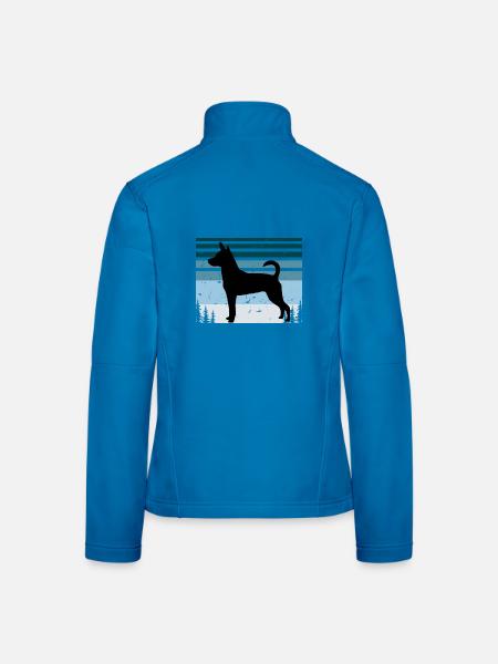 Decker Rat Terrier Hund Silhouette Retro Sonnenuntergang - Frauen Softshelljacke - Lichtblau - Hinten