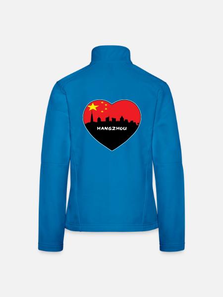 Hangzhou-China-Flaggen-Skyline-Reise-Andenken - Frauen Softshelljacke - Lichtblau - Hinten