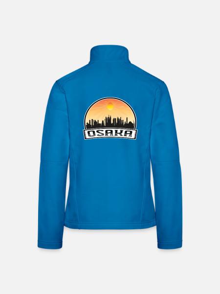 Osaka Japan Skyline Vintage Sonnenuntergang Reise Souvenir - Frauen Softshelljacke - Lichtblau - Hinten