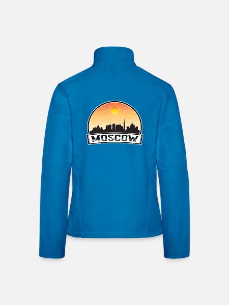 Moskau Russland Skyline Vintage Sonnenuntergang Reise Souven - Frauen Softshelljacke - Lichtblau - Hinten