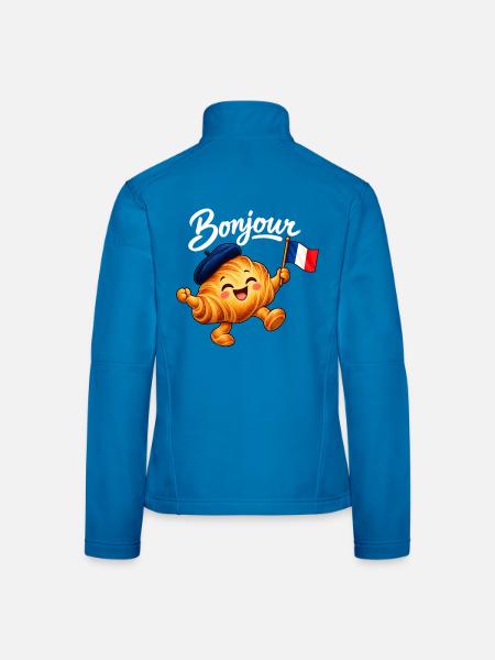 Cute French Croissant Bonjour Paris - Frauen Softshelljacke - Lichtblau - Hinten