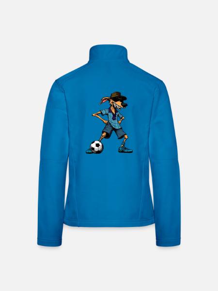 Australian Shepherd Fussball / Hund - Frauen Softshelljacke - Lichtblau - Hinten