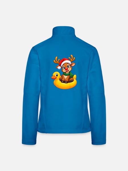 Rentier mit Ente Badeente Schwimmreifen - Frauen Softshelljacke - Lichtblau - Hinten