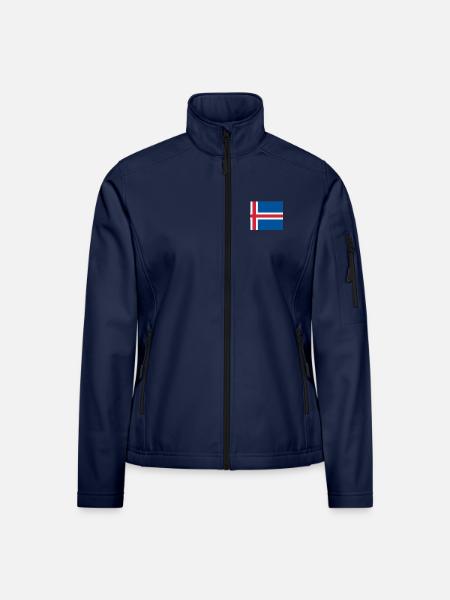 Island Flagge - Frauen Softshelljacke - Navy - Vorne
