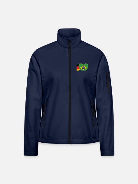 Brasilien Deutschland Flagge Herz - Frauen Softshelljacke - Navy - Vorne
