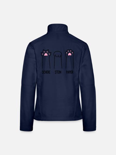 Schere Stein Papier Katze Pfote Spiel Katzenpfoten - Frauen Softshelljacke - Navy
