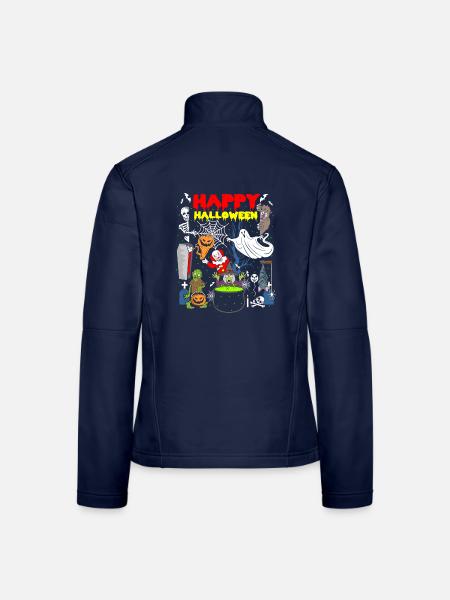 Happy Halloween Geister Hexe Sarg Skelett Zombie - Frauen Softshelljacke - Navy - Hinten