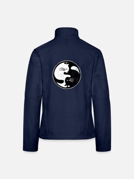 Gelassene Yin Yang Katze Meditation - Frauen Softshelljacke - Navy - Hinten