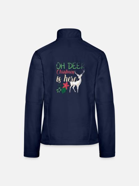 Oh Deer Christmas Is Here Vintage Xmas Hirsch - Frauen Softshelljacke - Navy