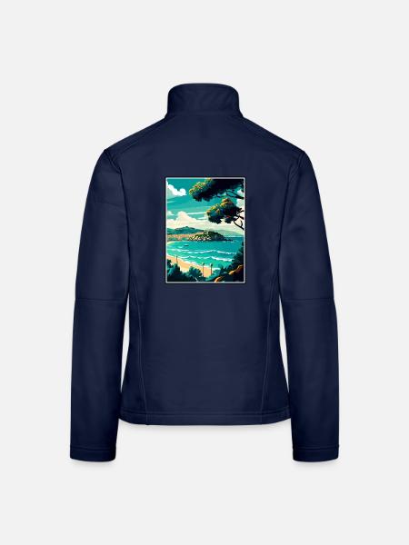 San Sebastian, Spanien, Vintage, Reiseposter, Souvenir - Frauen Softshelljacke - Navy - Hinten