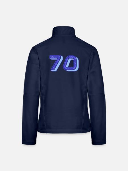 70. 70 ANS. 70e ANNIVERSAIRE. ANNIVERSAIRE 70 ANS. - Veste en tissu softshell Femme - bleu marine - Dos