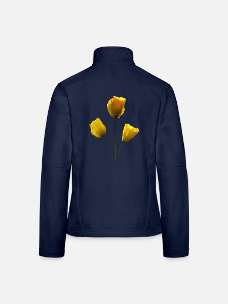 gelbe Mohnblumen gelber Mohn - Frauen Softshelljacke - Navy - Hinten
