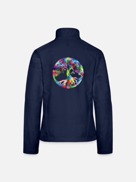 Lebensbaum bunt - Frauen Softshelljacke - Navy - Hinten