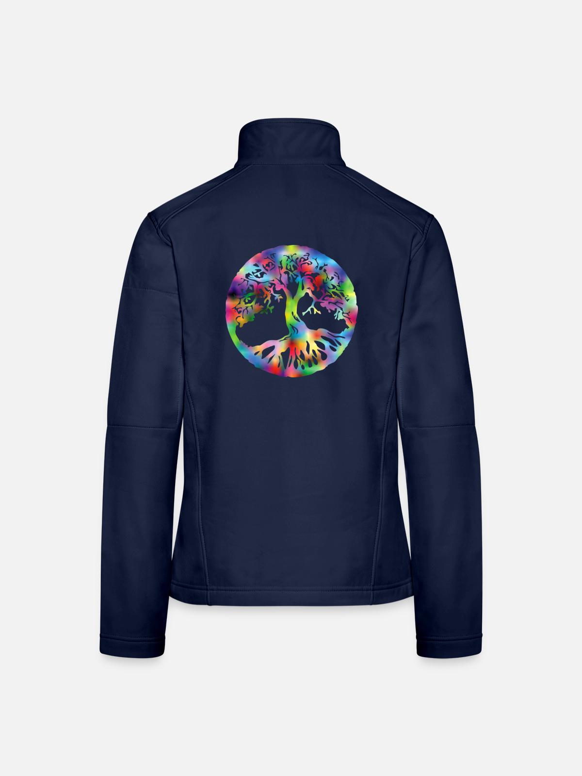 Lebensbaum bunt - Frauen Softshelljacke - Navy - Hinten