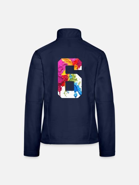COLORED NUMBER 6 COLORFUL 6TH BIRTHDAY - Women's Softshell Jacket - navy - Back