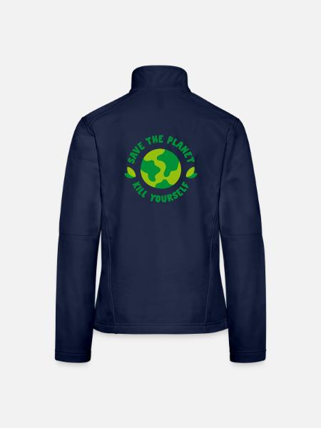 Save the Planet - Kill yourself - Frauen Softshelljacke - Navy - Hinten
