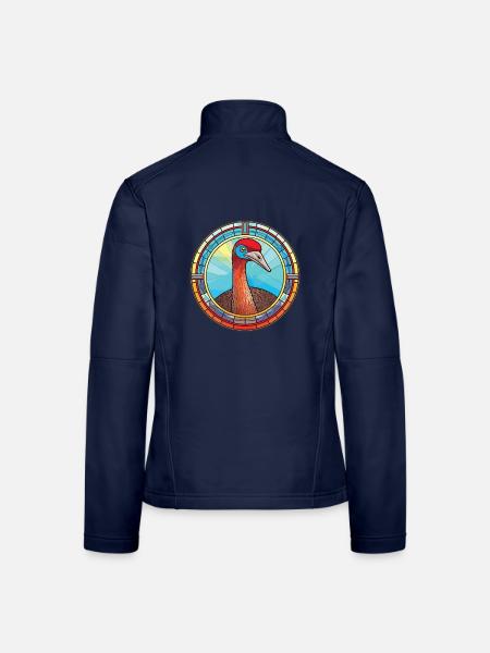Strauß buntes Aquarell Tier Illustration - Frauen Softshelljacke - Navy