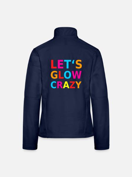 Let‘s Glow Crazy Retro Neon Party Schwarzlicht - Frauen Softshelljacke - Navy - Hinten