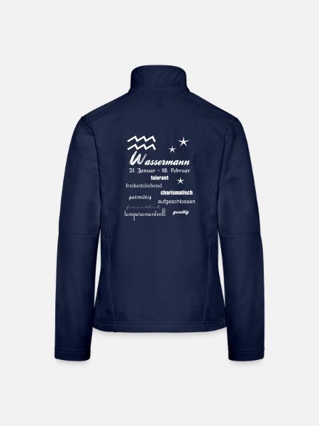 Wassermann Sternzeichen - Frauen Softshelljacke - Navy - Hinten