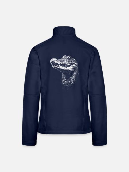Krokodil Alligator Reptilien Kroko Liebe Krokodile - Frauen Softshelljacke - Navy - Hinten