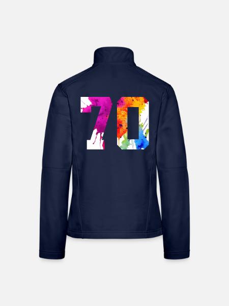 NUMMER 70 JAHRE ALT 70. GEBURTSTAG - Frauen Softshelljacke - Navy - Hinten