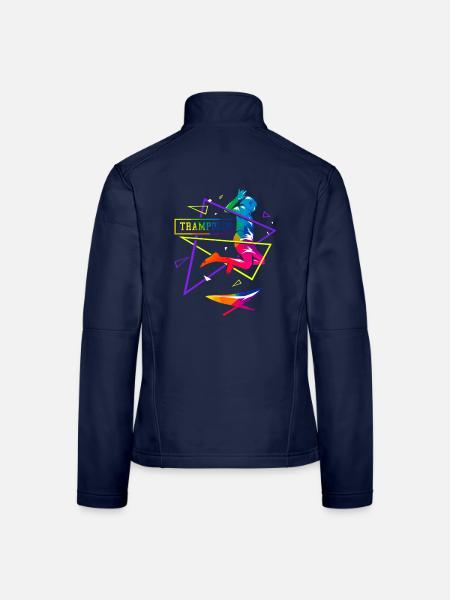 Federnde Trampolin Turnerin Wettkampf - Frauen Softshelljacke - Navy - Hinten