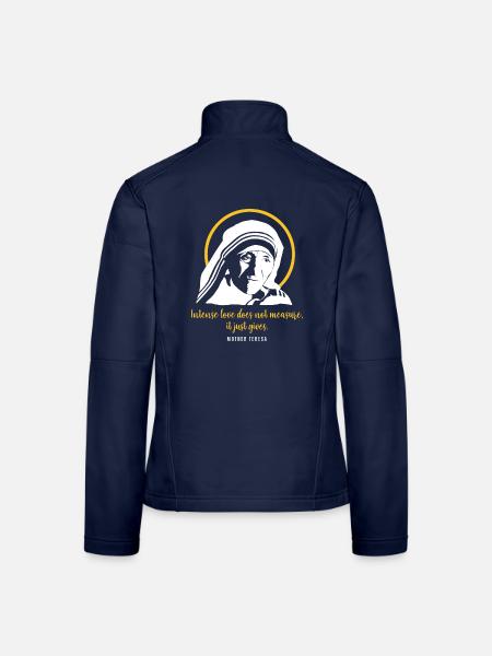 Heilige Mutter Teresa mit Heiligenschein - Spruch - Frauen Softshelljacke - Navy - Hinten