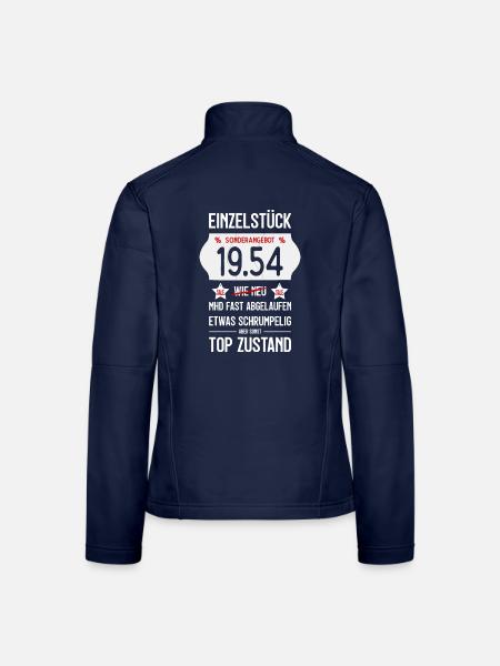 72. GEBURTSTAG 1954 EINZELSTÜCK PREISSCHILD - Frauen Softshelljacke - Navy - Hinten