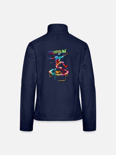 Schwungvolle Trampolin Gymnastin - Frauen Softshelljacke - Navy - Hinten