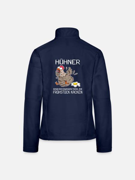 Landwirt Landwirte Huhn Hühner Spruch - Frauen Softshelljacke - Navy - Hinten
