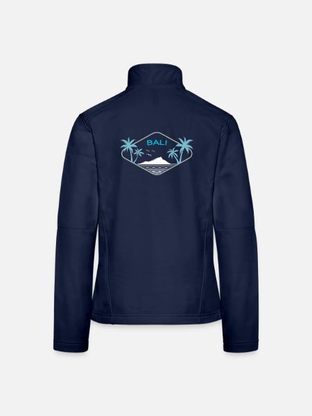 Souvenir rétro de l’écusson de Bali Palm Island à Ubud - Veste en tissu softshell Femme - bleu marine - Dos