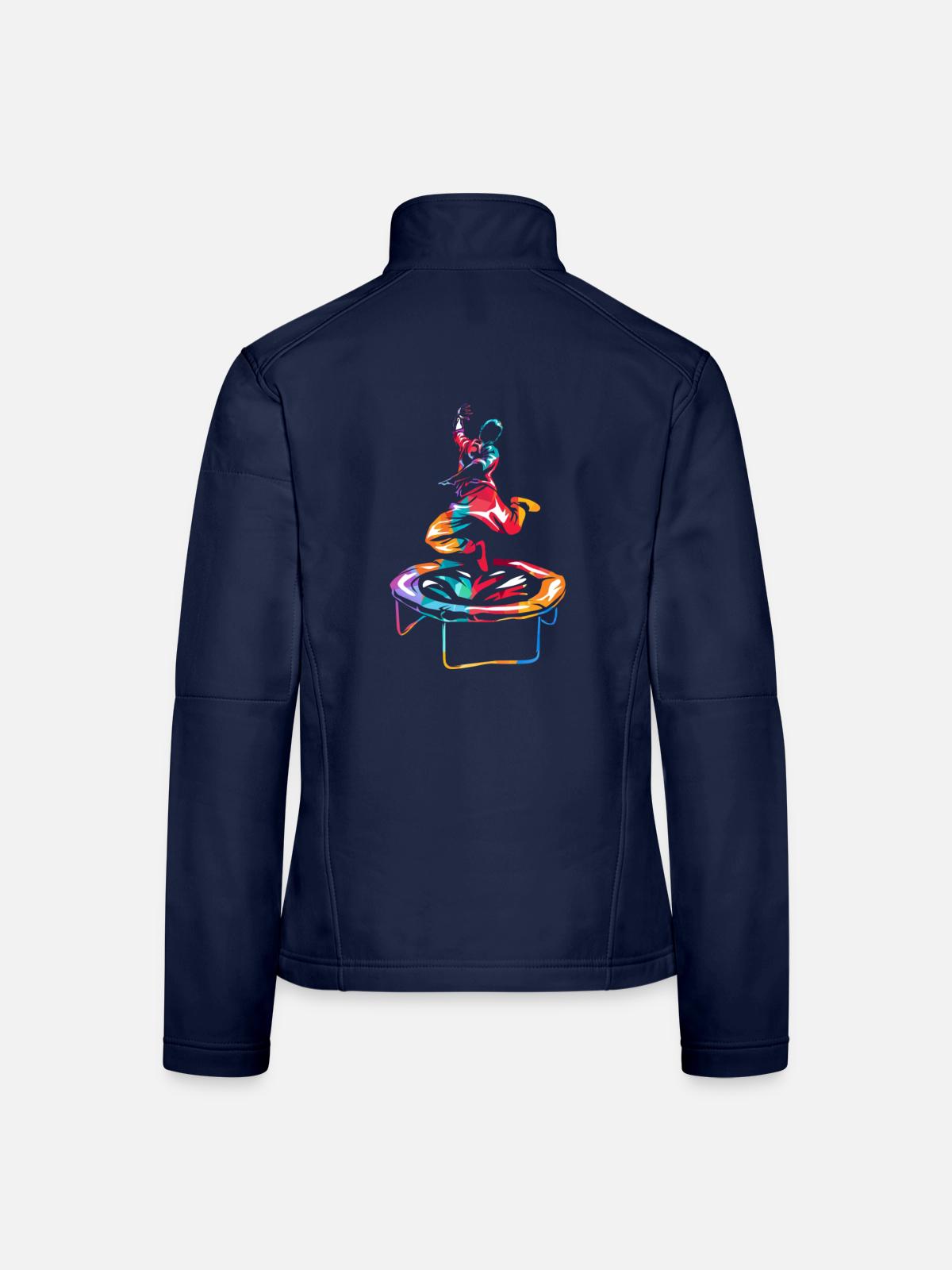 Hochfliegender Trampolin Akrobat - Frauen Softshelljacke - Navy - Hinten