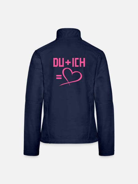 Du plus Ich gleich Herz Liebe Romantisch - Frauen Softshelljacke - Navy - Hinten