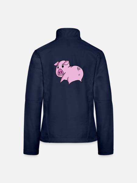 Schwein Arsch - Schwein Hintern - Frauen Softshelljacke - Navy - Hinten