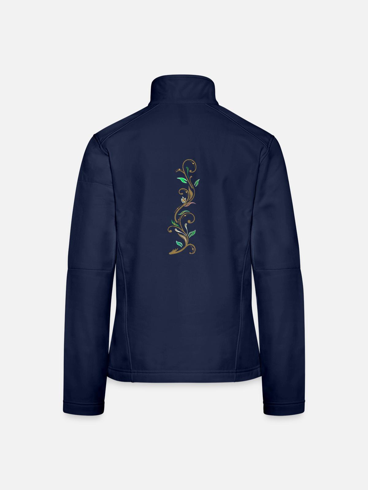 Ranke, Ornament - Frauen Softshelljacke - Navy - Hinten