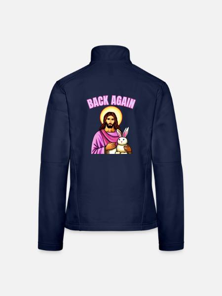 Osterhase mit Osterei und Jesus - Frauen Softshelljacke - Navy - Hinten