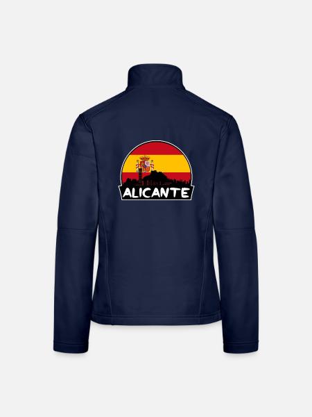 Alicante Spanien Flagge Skyline Silhouette Reisen - Frauen Softshelljacke - Navy