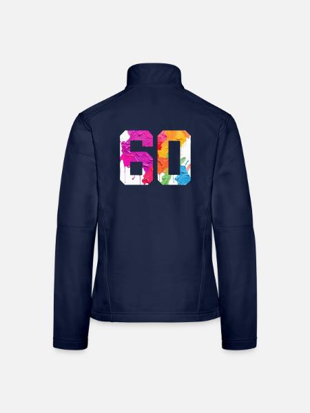 FARBIG NUMMER 60 BUNT 60. GEBURTSTAG - Frauen Softshelljacke - Navy - Hinten