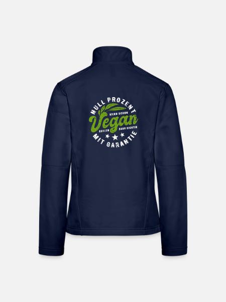 Grillen - Null Prozent Vegan - Fleischesser - Frauen Softshelljacke - Navy - Hinten