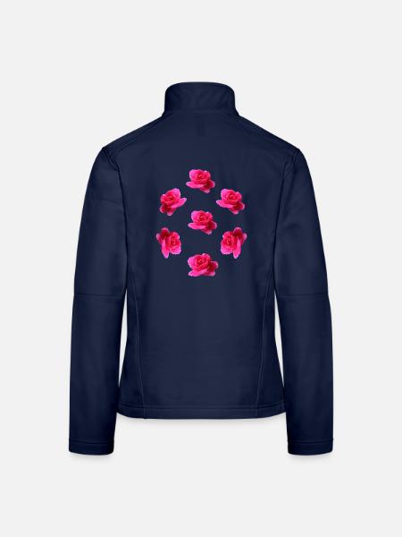 pink roses - Frauen Softshelljacke - Navy - Hinten